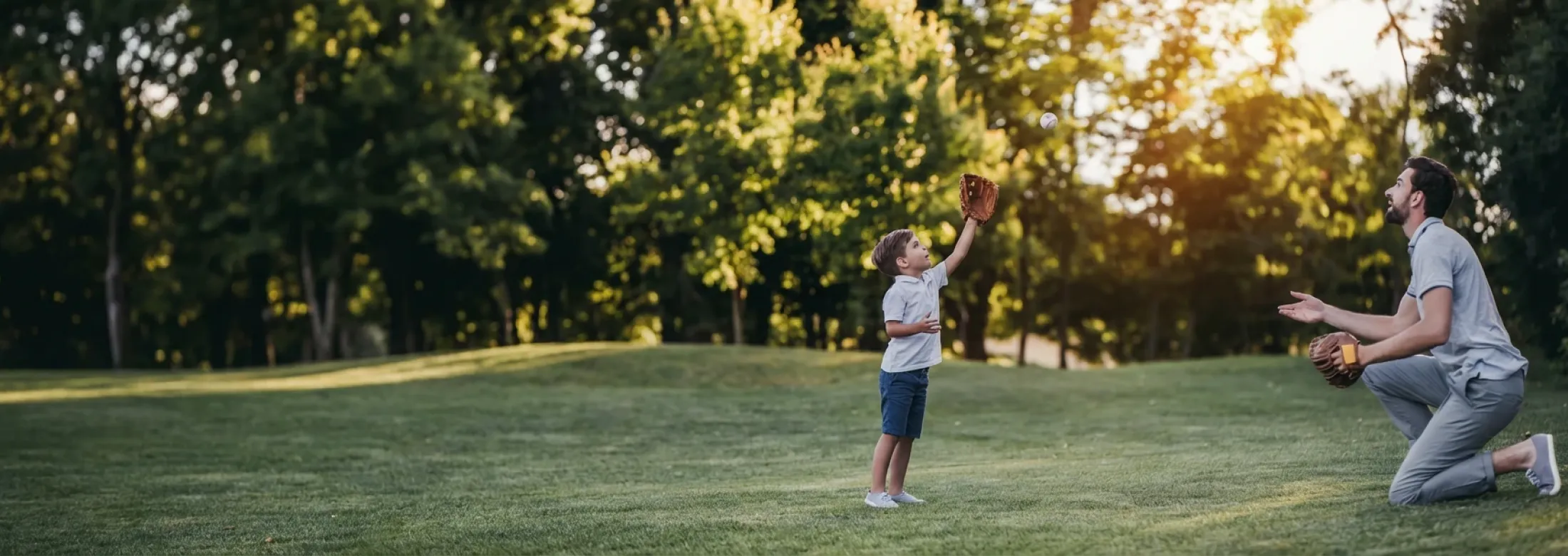 father and son playing catch