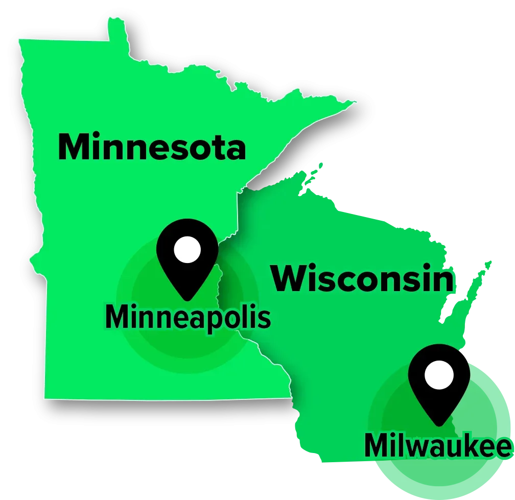 LCS Lawn Service Area Map Minnesota Wisconsin